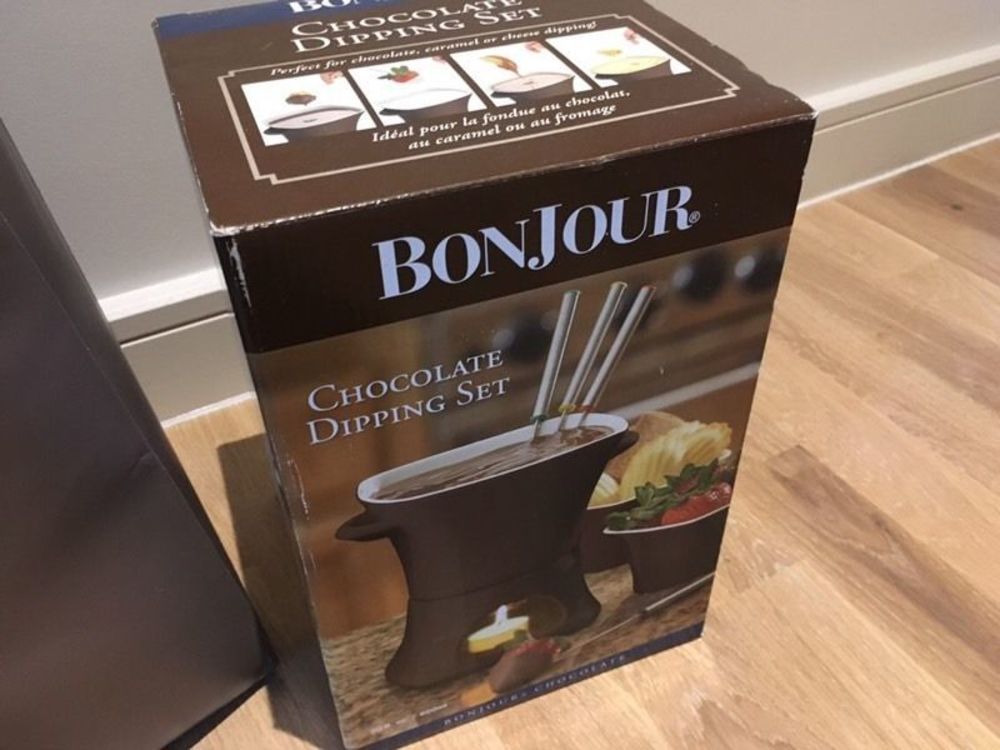 Bonjour 3 part chocolate fondue dipping set, brown in london
