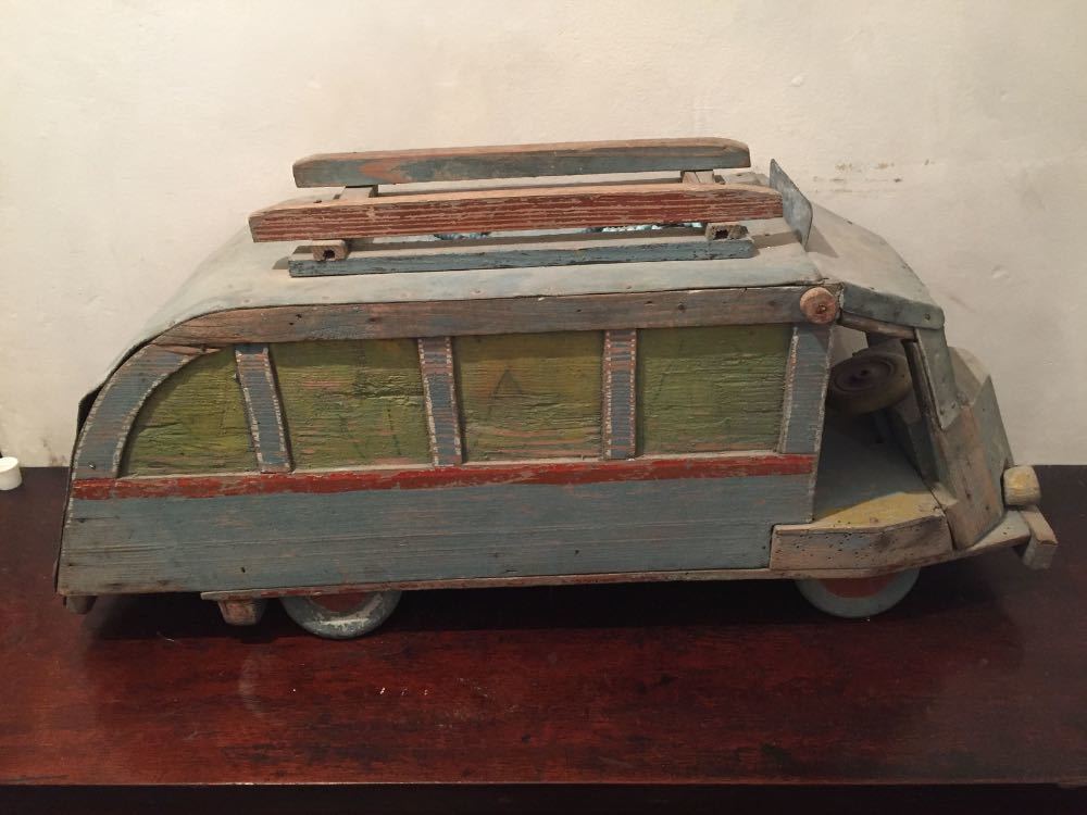 Old wooden French bus in london