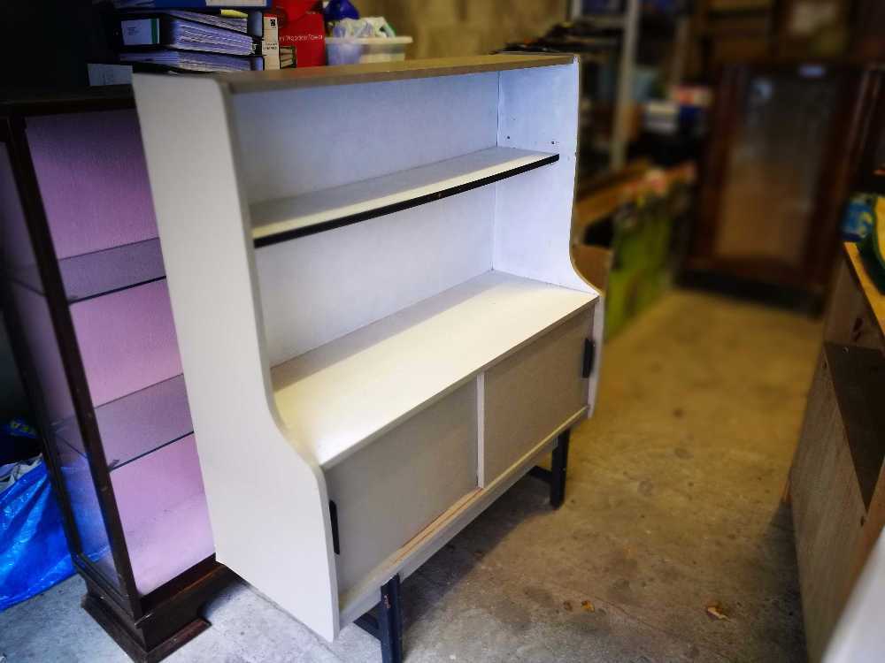 Vintage Sideboard / Display Unit / Cocktail Cabinet painted in Farrow & Ball Charleston Grey in london